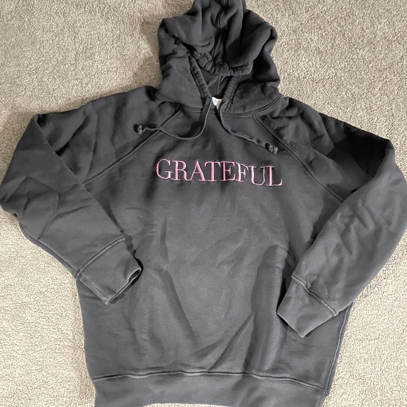 Blaqck Spiritual Gangster Hoodie with Pink embroidered Grateful - Picture 1 of 1